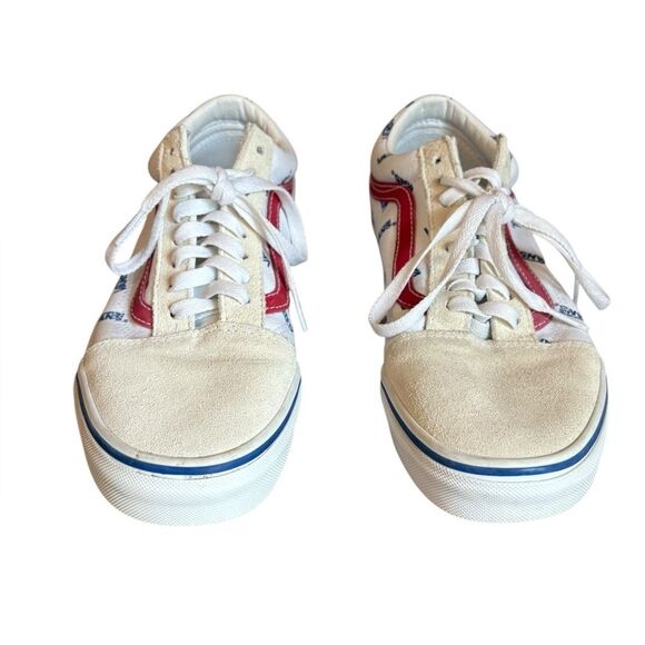 Vans Old Skool Canvas Low Top Sneaker All Over Logo Mens 8.5 Womens 10 - Picture 6 of 9